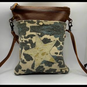 Myra Crossbody Leather, Cowhide & Canvas Bag